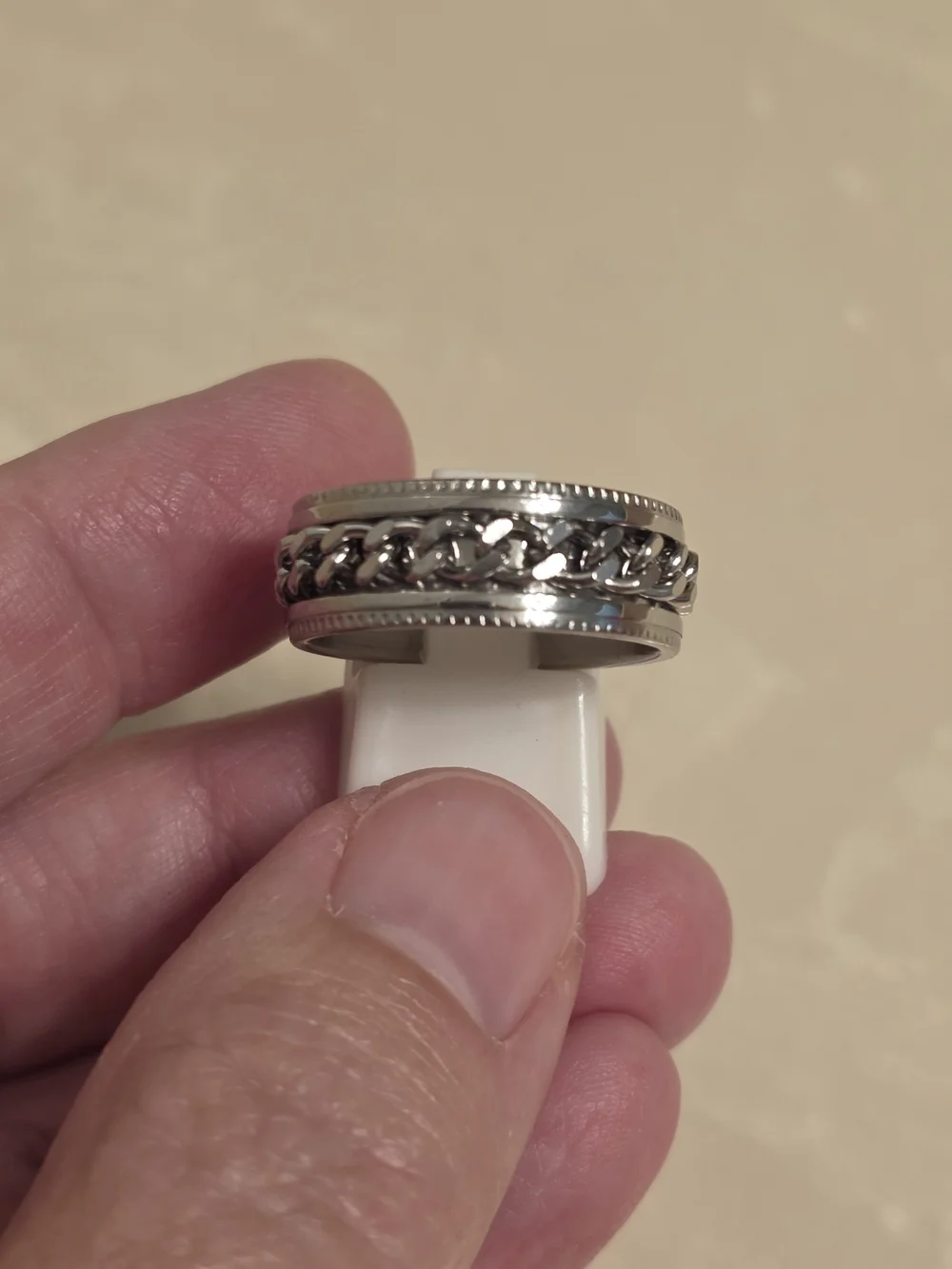 Men's Stainless Steel Chain Link Spinner Ring Size 9